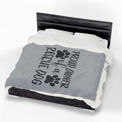 Proud Owner of a Rescue Dog Velveteen Plush Blanket - Cozy Pet Lover Gift - Purrfect Pet Haven