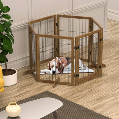Dog Gate with Door - 6 Panel Pet Fence Barrier 144 Inch - Purrfect Pet Haven