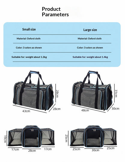 Foldable Pet Carrier Bag - Car Seat Travel Bag for Cats and Small Dogs