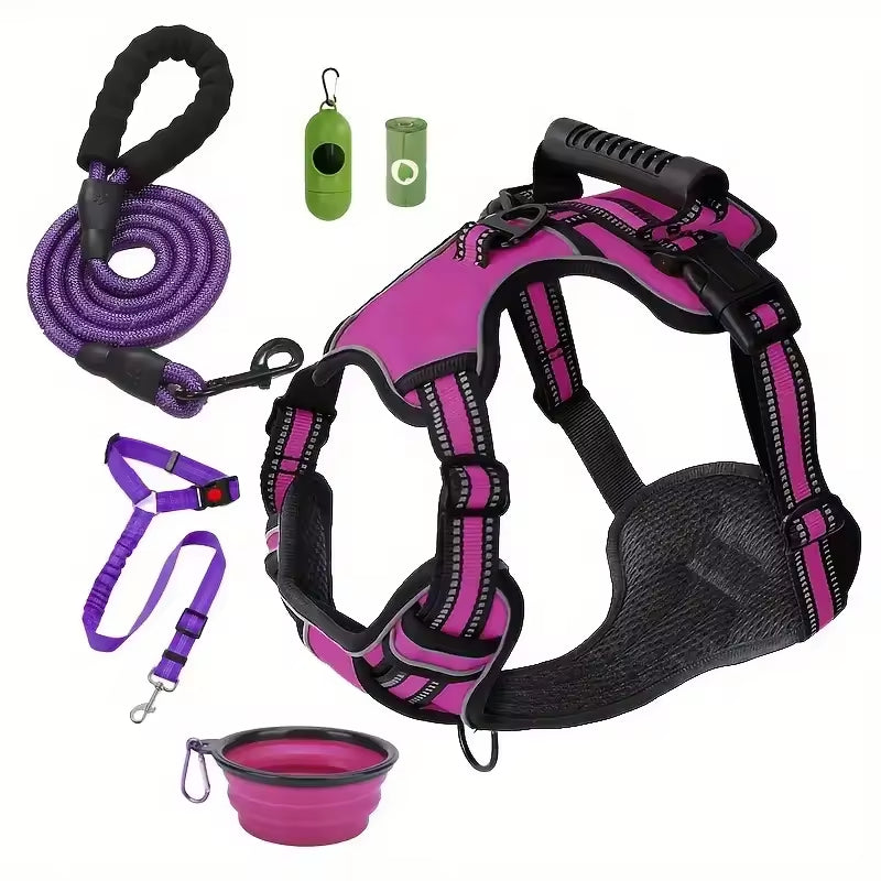 Tactical Dog Harness Set with Car Seat Belt & Travel Bowl - Purrfect Pet Haven