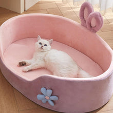 Pink Princess Pet Bed - Rabbit Ear Calming Cushion - Purrfect Pet Haven