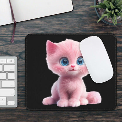 Cute Pink Cat Gaming Mouse Pad - Adorable Desk Accessory for Animal Lovers - Purrfect Pet Haven