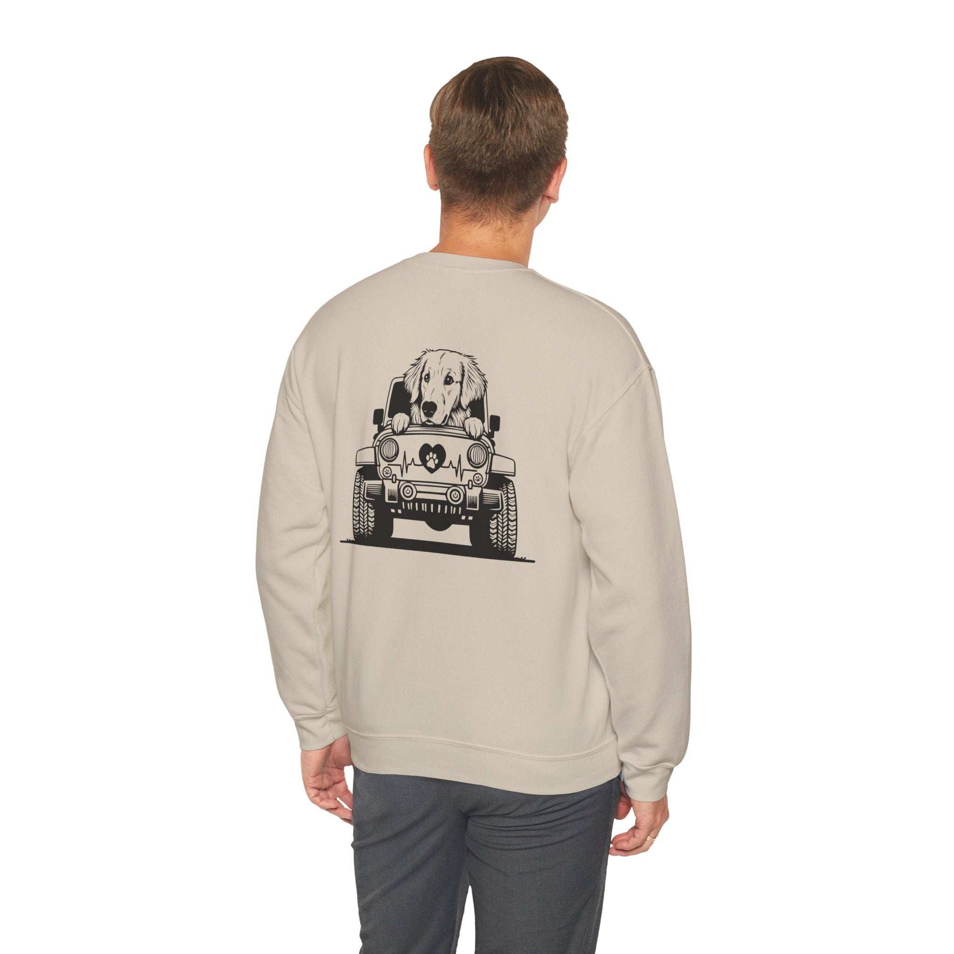 Golden Retriever Jeep Sweatshirt - Dog Lover's Heavy Blend - Purrfect Pet Haven