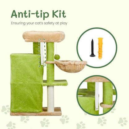 3-inch Yellow-green Speaker-shaped Double-layer Cat House  Hammock Cat Bed - Purrfect Pet Haven