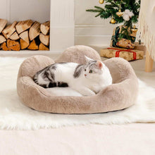 Cozy Khaki Flower Pet Bed - Washable - Purrfect Pet Haven