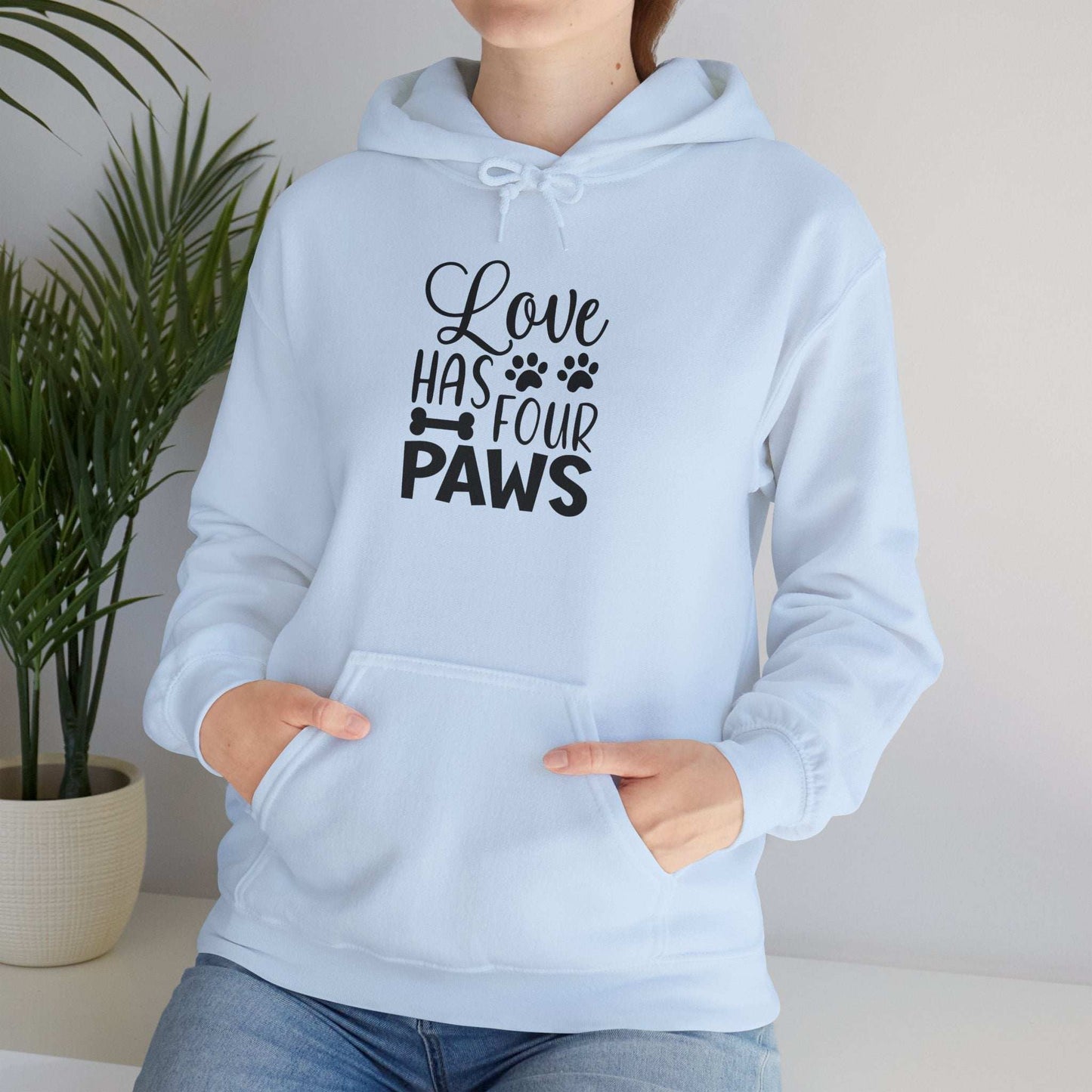 Love Has Four Paws Hoodie – Cozy Unisex Sweatshirt for Pet Lovers - Purrfect Pet Haven
