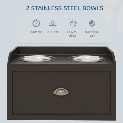 Elevated Dog Bowls - Pet Feeding Station with Storage