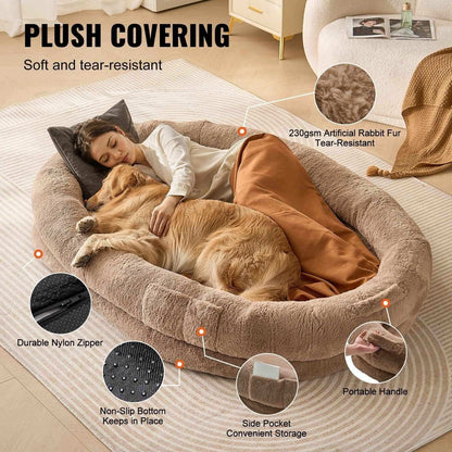 Giant Human Dog Bed - 72" Washable for Adults & Large Dogs - Purrfect Pet Haven