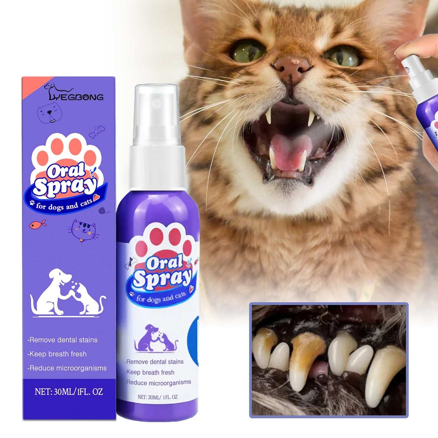 Teeth Cleaning Stain Removal Spray - Fresh Breath Pet Oral Care Spray - Purrfect Pet Haven