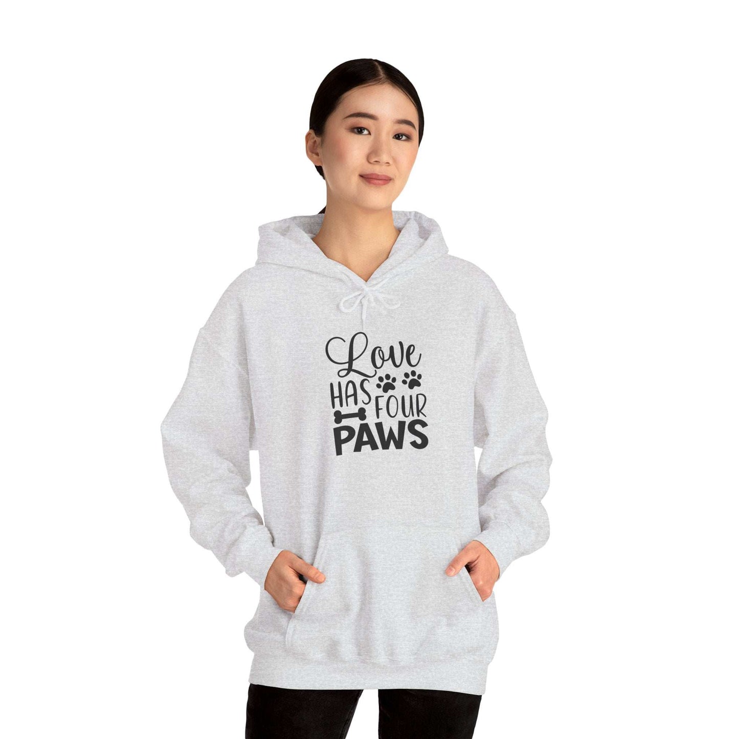 Love Has Four Paws Hoodie – Cozy Unisex Sweatshirt for Pet Lovers - Purrfect Pet Haven