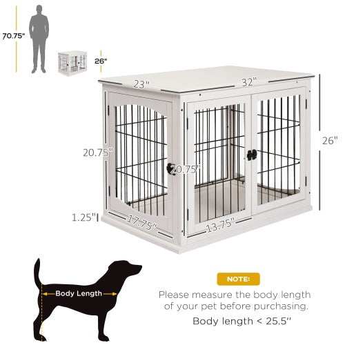 Small Kennel End Table With Two Open Sides And Lockable Door - Purrfect Pet Haven