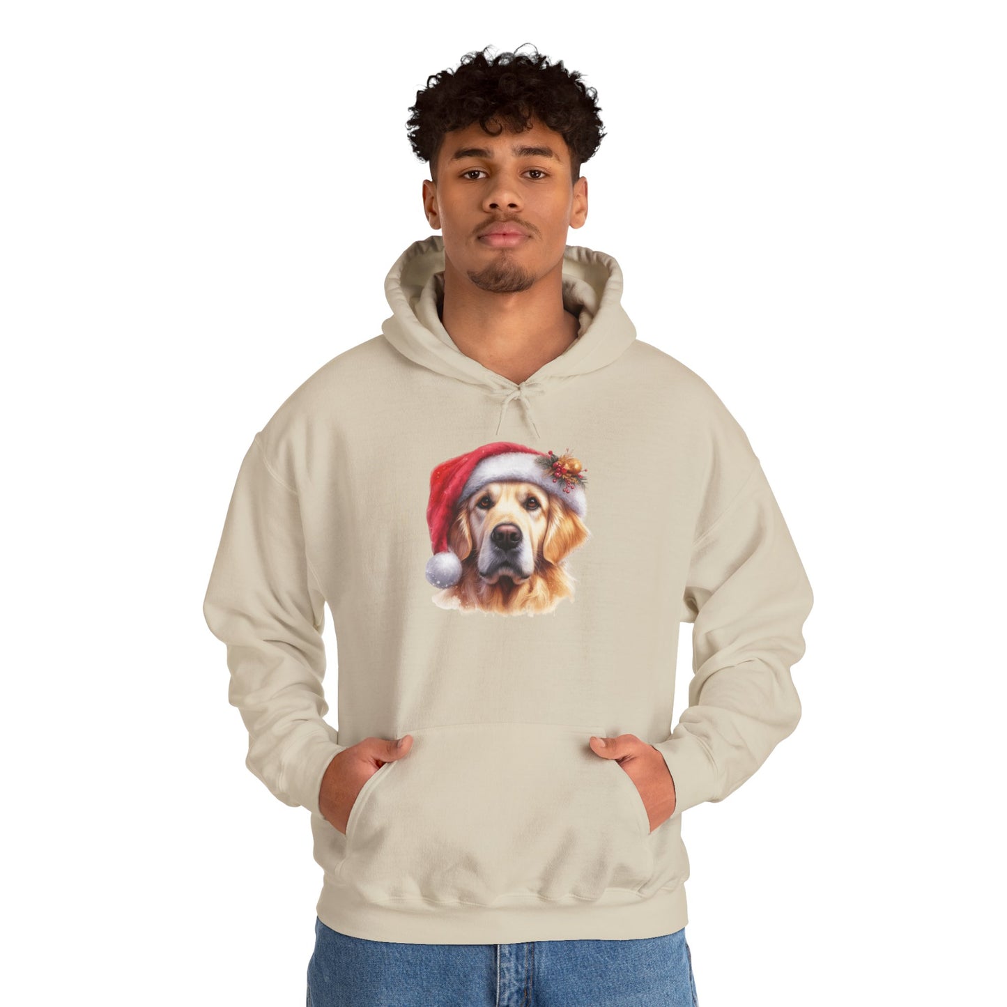Christmas Hoodie - Golden Retriever in Santa Hat - Purrfect Pet Haven