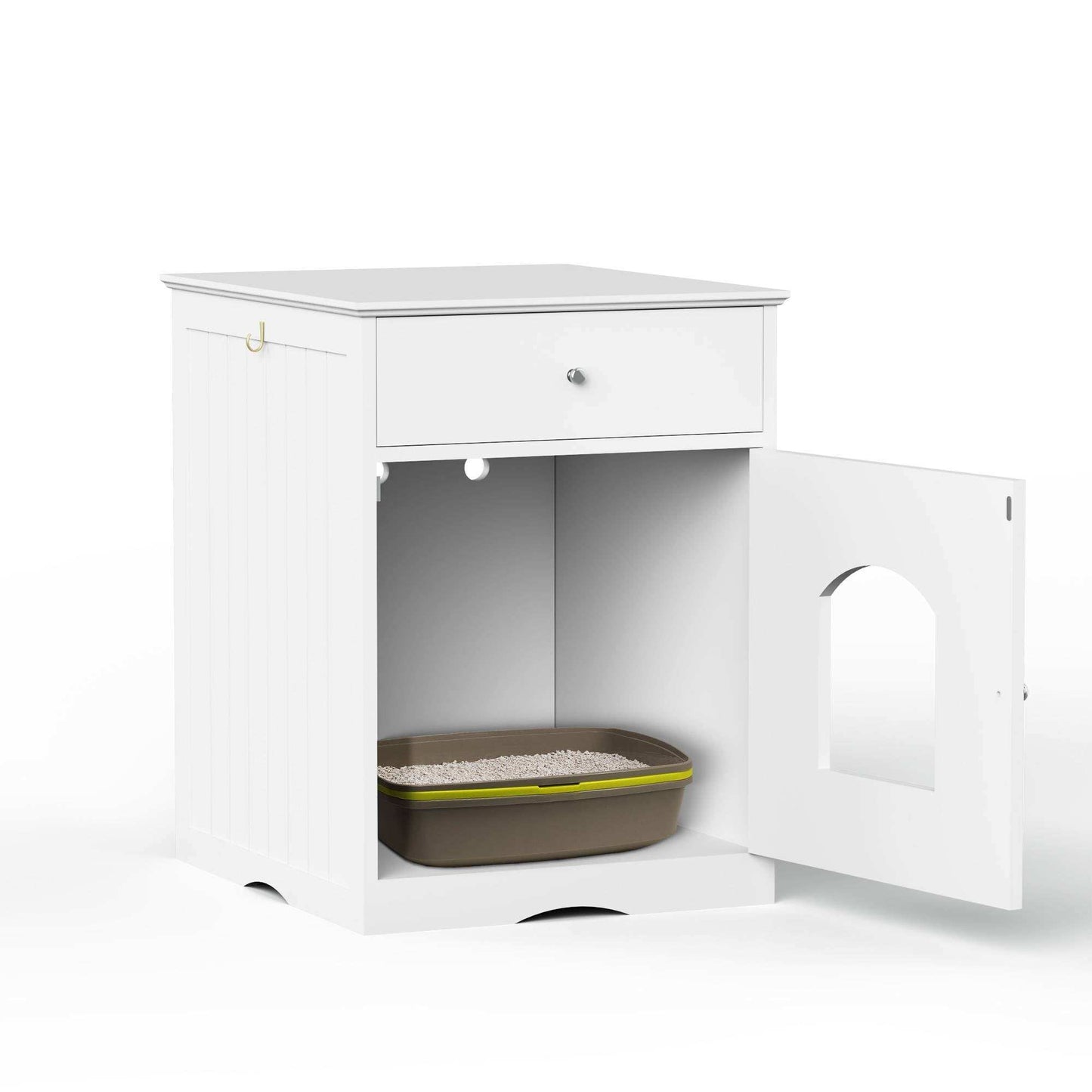 Wooden Pet House Cat Litter Box Enclosure With Drawer Side Table Cat Home Nightstand - Purrfect Pet Haven