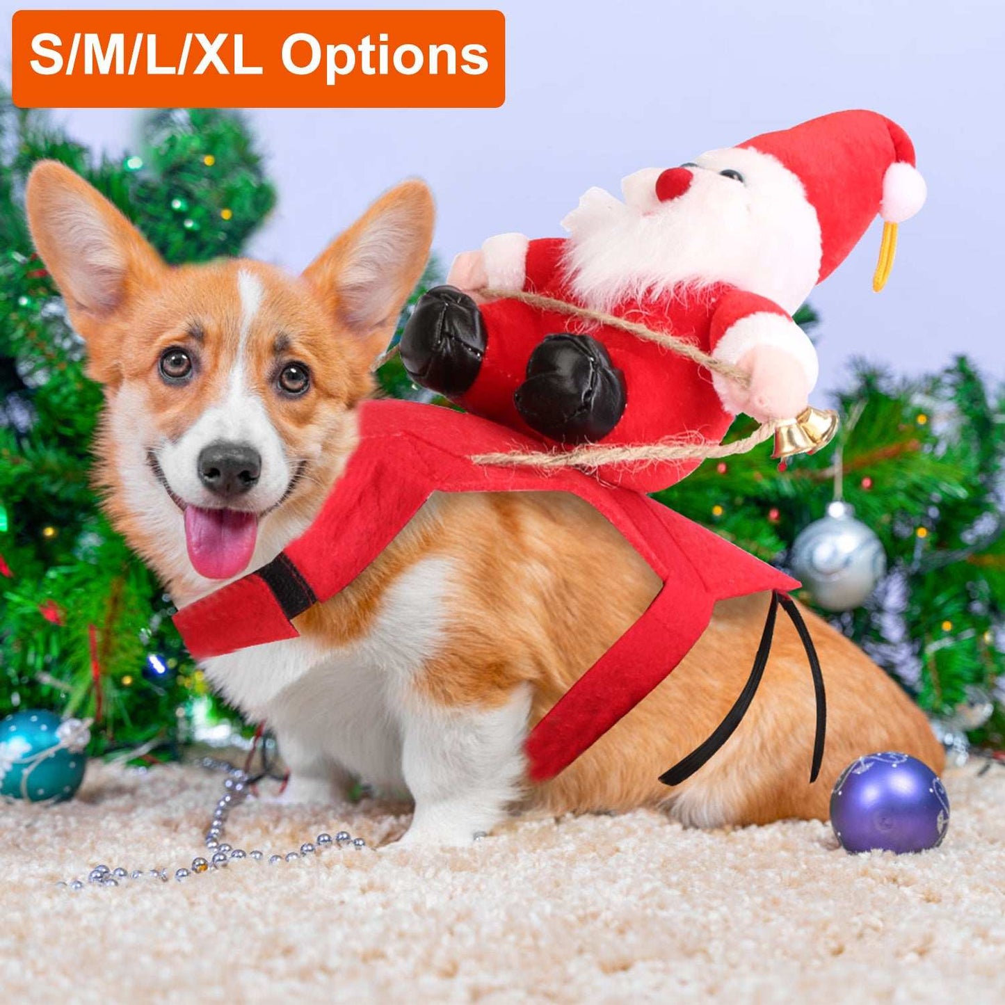 Christmas Santa Pet Outfit - Riding Style with Bell - Purrfect Pet Haven