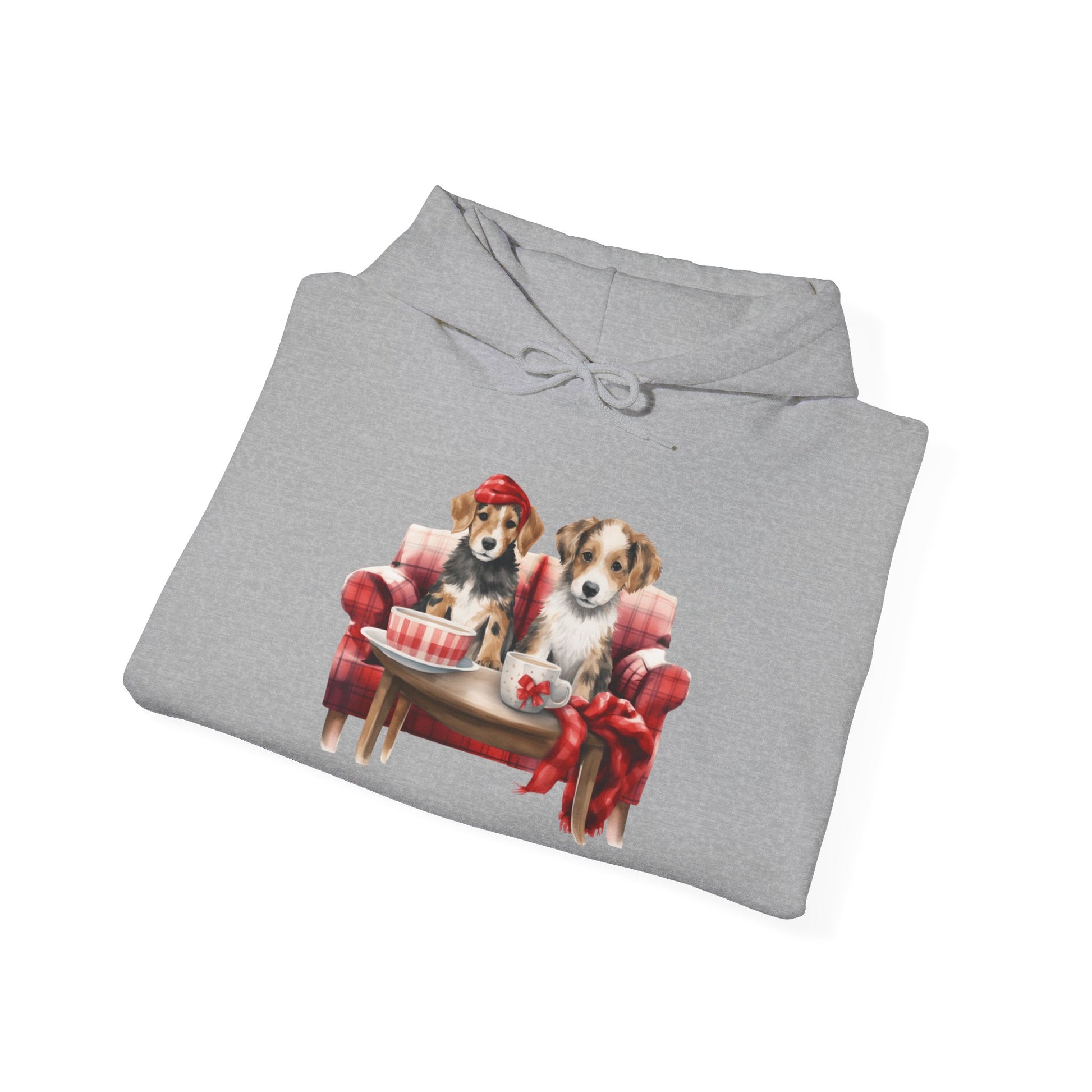 Christmas Hoodie - Festive Puppies on Sofa Design - Purrfect Pet Haven