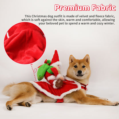 Funny Christmas Dog Costume - Santa Riding Pet Outfit for Small/Large Dogs | Holiday & New Year Gift