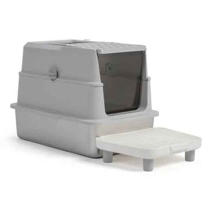 Stainless Steel Cat Litter Box, Covered Extra Large Cat Litter Box Enclosure, Metal Kitty Litter Boxes With Lid, Litter Scoop, And Filter Pedal, Anti-Leakage, Non-Stick, Easy To Clean