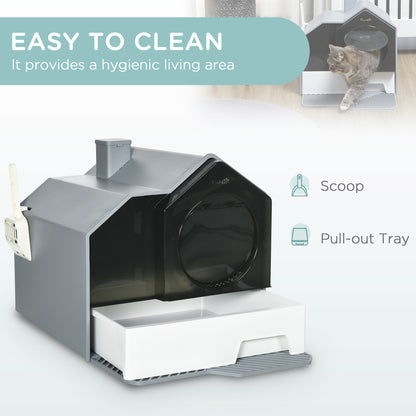 Hooded Cat Litter Box with Drawer & Mat - Odor Control - Purrfect Pet Haven