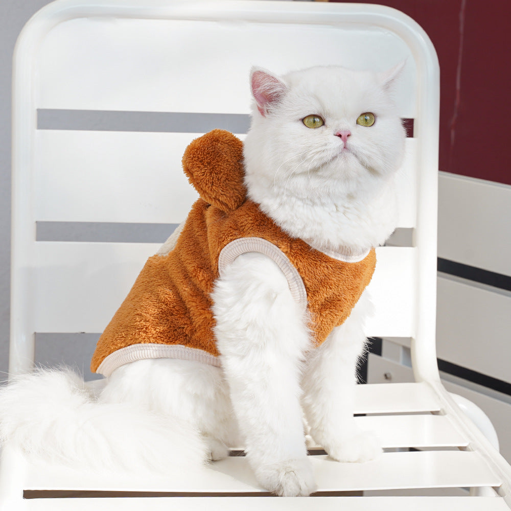 Bear Ears Fleece Coat - Warm Winter Pet Outfit - Purrfect Pet Haven