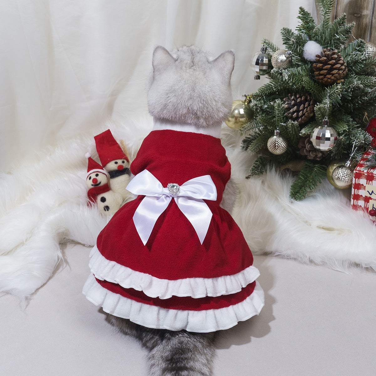 Bow Princess Dress - Pet Christmas Holiday Outfit - Purrfect Pet Haven