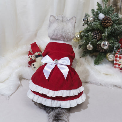 Bow Princess Dress - Pet Christmas Holiday Outfit - Purrfect Pet Haven