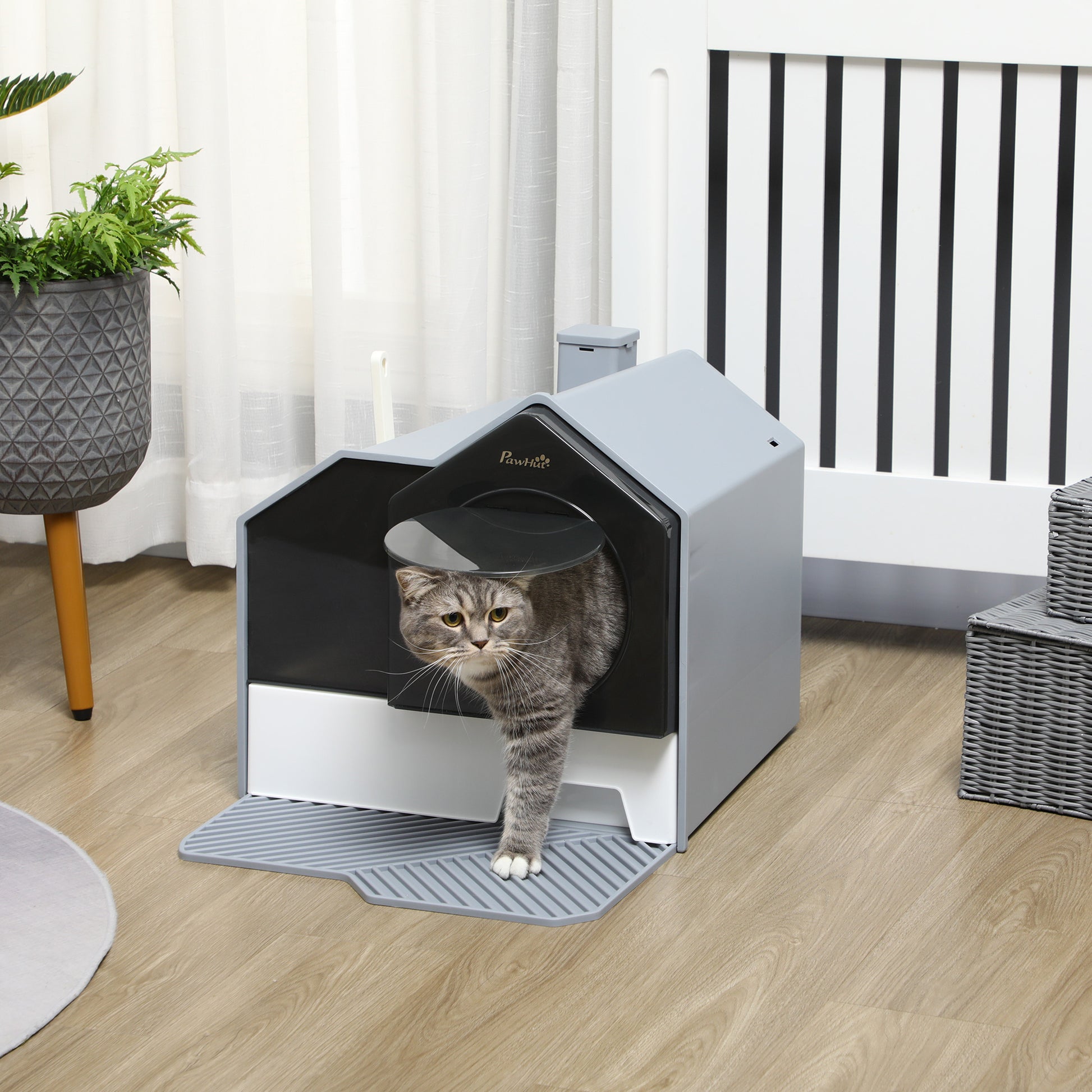 Hooded Cat Litter Box with Drawer & Mat - Odor Control - Purrfect Pet Haven