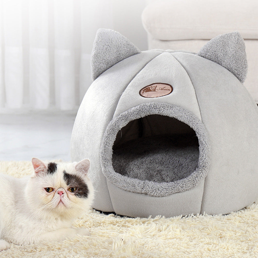 Winter Cat Nest - Large Enclosed Warm Sofa Bed for Cold Weather - Purrfect Pet Haven