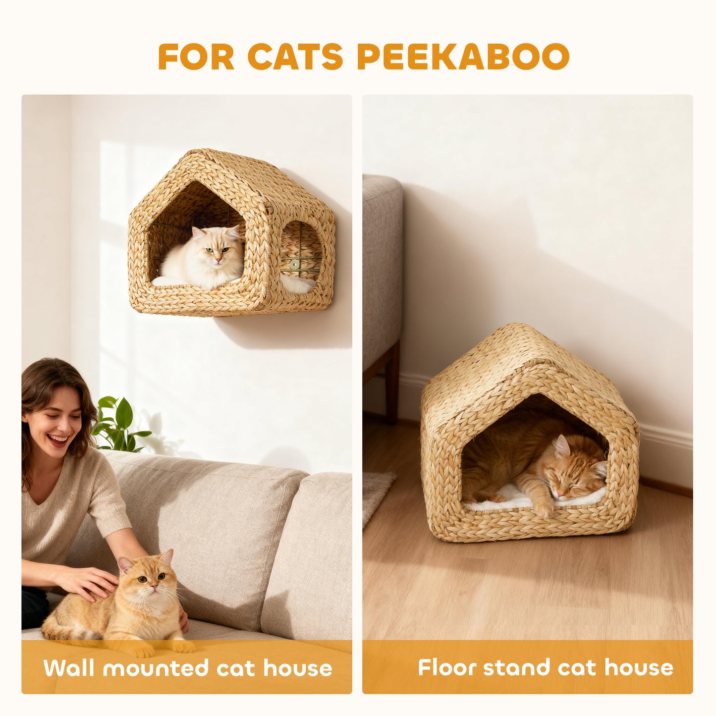 Seagrass Sky Pod - Wall Mounted Cat Hideaway - Purrfect Pet Haven