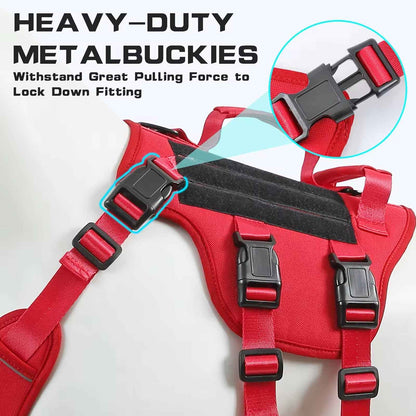 Heat-resistant Durable Nylon Tactical Service Dog Harness, Adjustable No-pull Reflective Vest With Dual Handles For Large Dogs