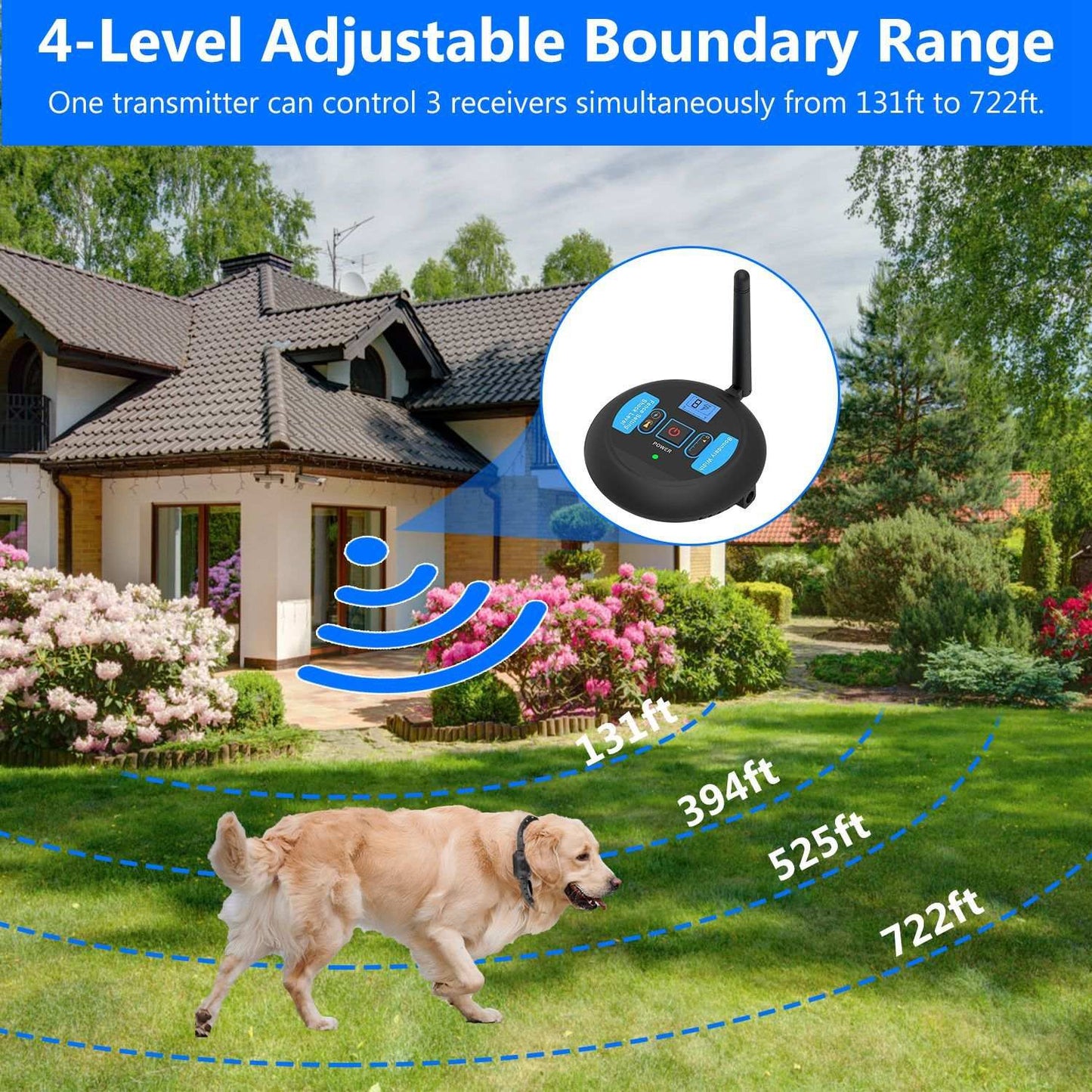 Wireless Electric Dog Fence Pet Shock Boundary Containment System Electric Training Collar For Small Medium Large Dogs - Purrfect Pet Haven