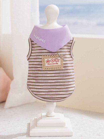 Pet Striped Tie-Front Top - Cute Small Pet Summer Shirt
