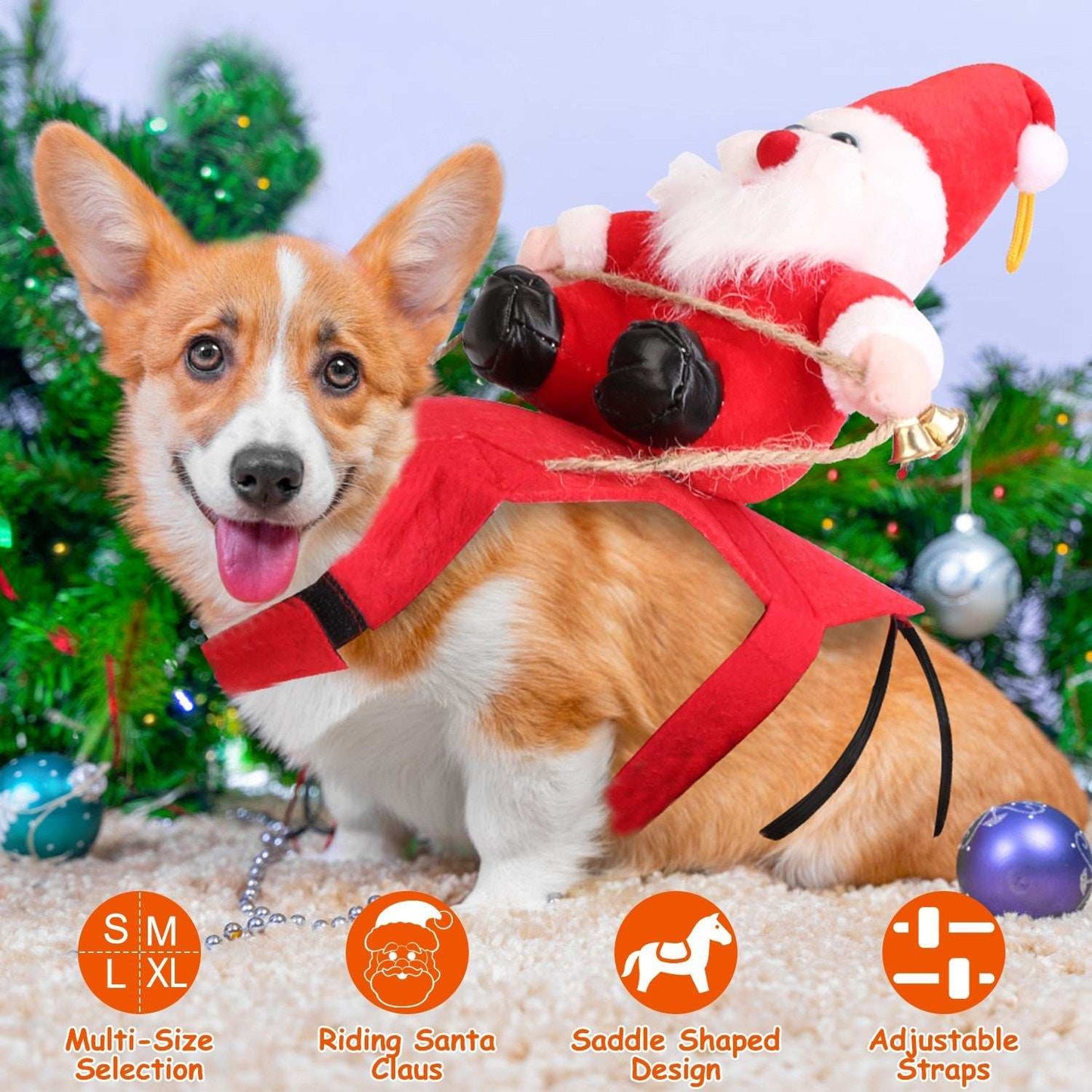 Christmas Santa Pet Outfit - Riding Style with Bell - Purrfect Pet Haven