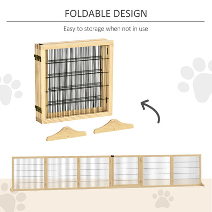 Freestanding Pet Gate 6-Panel - Wooden Dog Barrier for Doorways - Purrfect Pet Haven