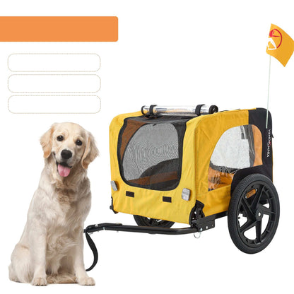 Yellow Outdoor Heavy Duty Foldable Practical Pet Stroller Dog Carrier With Bicycle Tow - Purrfect Pet Haven
