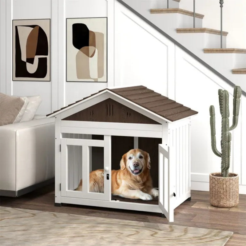 Elegant Haven Crate - Wooden Dog Furniture Kennel - Purrfect Pet Haven