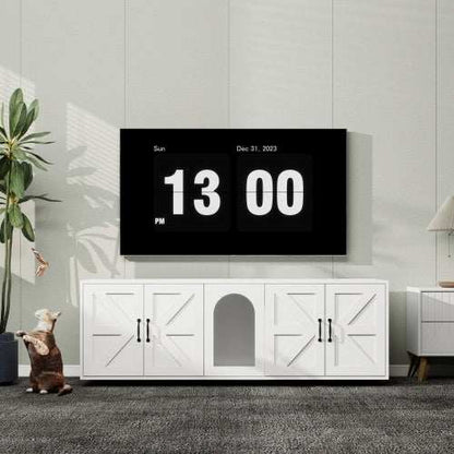 Modern Cat Litter Box Furniture With Double Room, Wooden Cat Litter Box Furniture With Cat Door - Purrfect Pet Haven