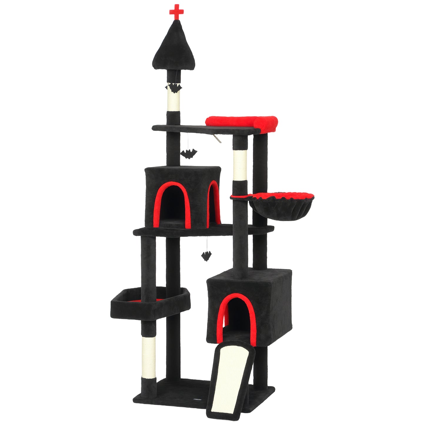 Gothic Cat Tree 78" - Castle Tower with Coffin Bed & Condos - Purrfect Pet Haven