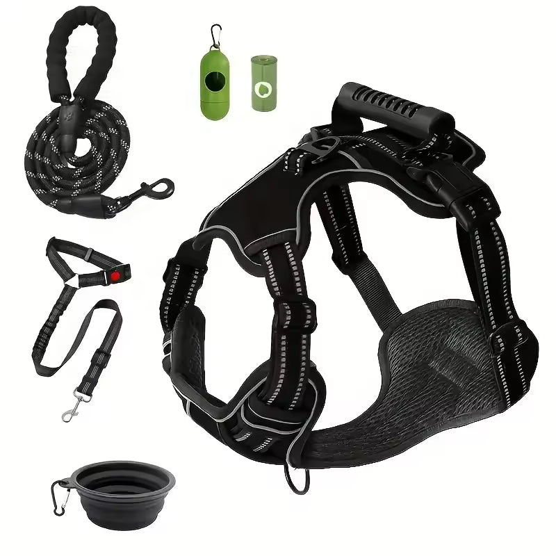 Tactical Dog Harness Set with Car Seat Belt & Travel Bowl - Purrfect Pet Haven
