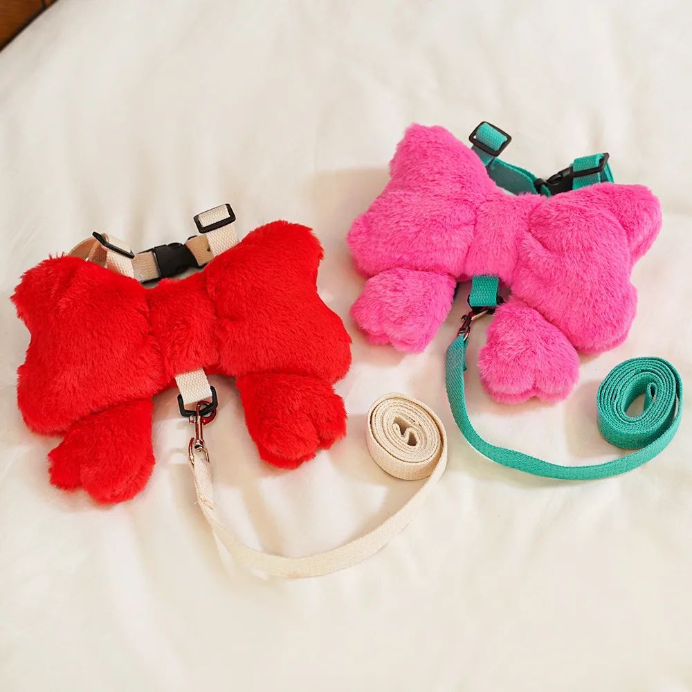 Bow Backpack Harness - Cute Pet Chest Strap Leash Set - Purrfect Pet Haven