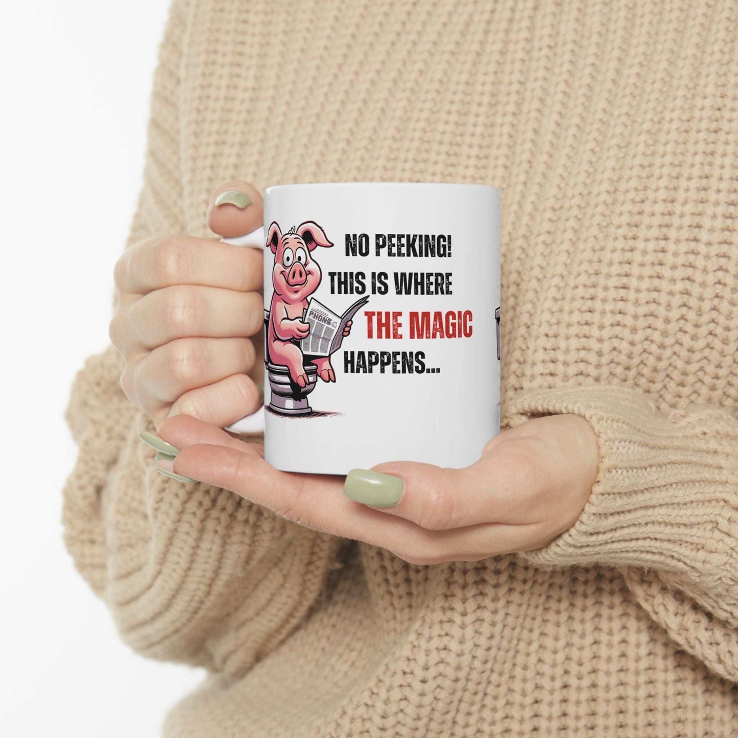 Funny Ceramic Mug - 'No Peeking!' Pig Design - Perfect Gift for Friends or Family | Purrfect Pet Haven