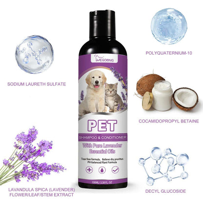 Pet Shampoo & Conditioner with Pure Lavender Essential Oils - Purrfect Pet Haven