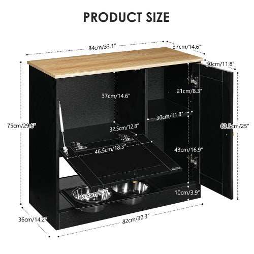 Elevated Dog Bowl Stand - 2 Bowls with Storage Cabinet - Purrfect Pet Haven