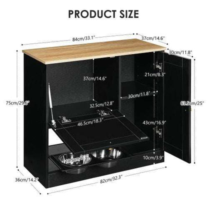 Elevated Dog Bowl Stand - 2 Bowls with Storage Cabinet - Purrfect Pet Haven