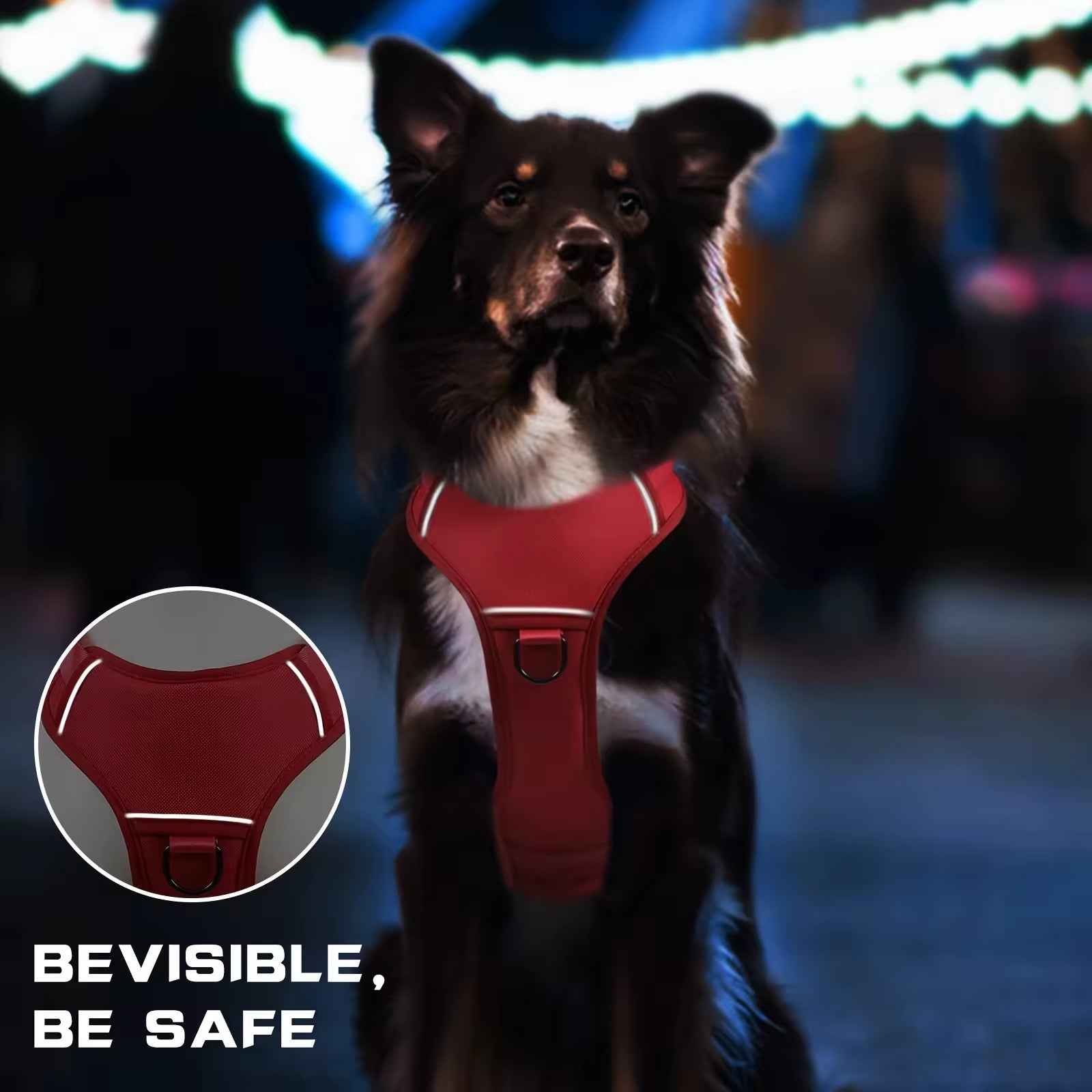 Heat-resistant Durable Nylon Tactical Service Dog Harness, Adjustable No-pull Reflective Vest With Dual Handles For Large Dogs