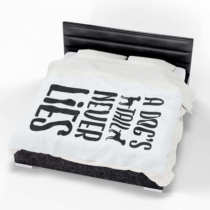 Cozy Velveteen Plush Blanket - "A Dog's Tail Never Lies" - Pet Lover Gift - Purrfect Pet Haven