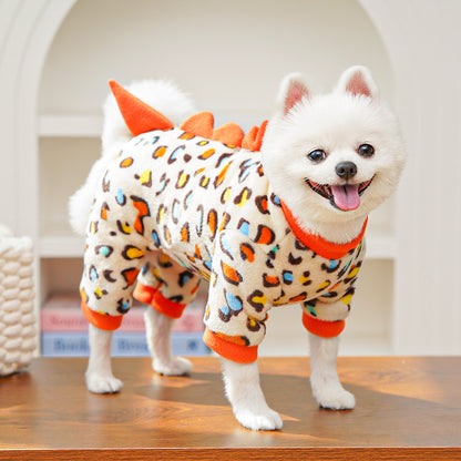 Dino Roar Fleece - Leopard Print Dog Hoodie - Purrfect Pet Haven