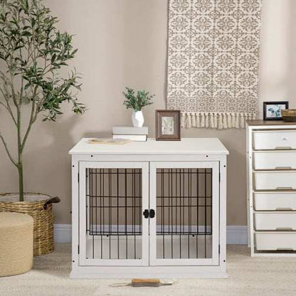 Small Kennel End Table With Two Open Sides And Lockable Door - Purrfect Pet Haven