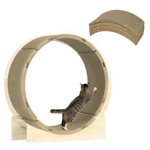PawHut Cat Scratching Board, 4 Pack Cat Scratcher For Indoor Cats, Reversible Cat Scratching Post Replacement For Cat Wheel, Brown - Purrfect Pet Haven