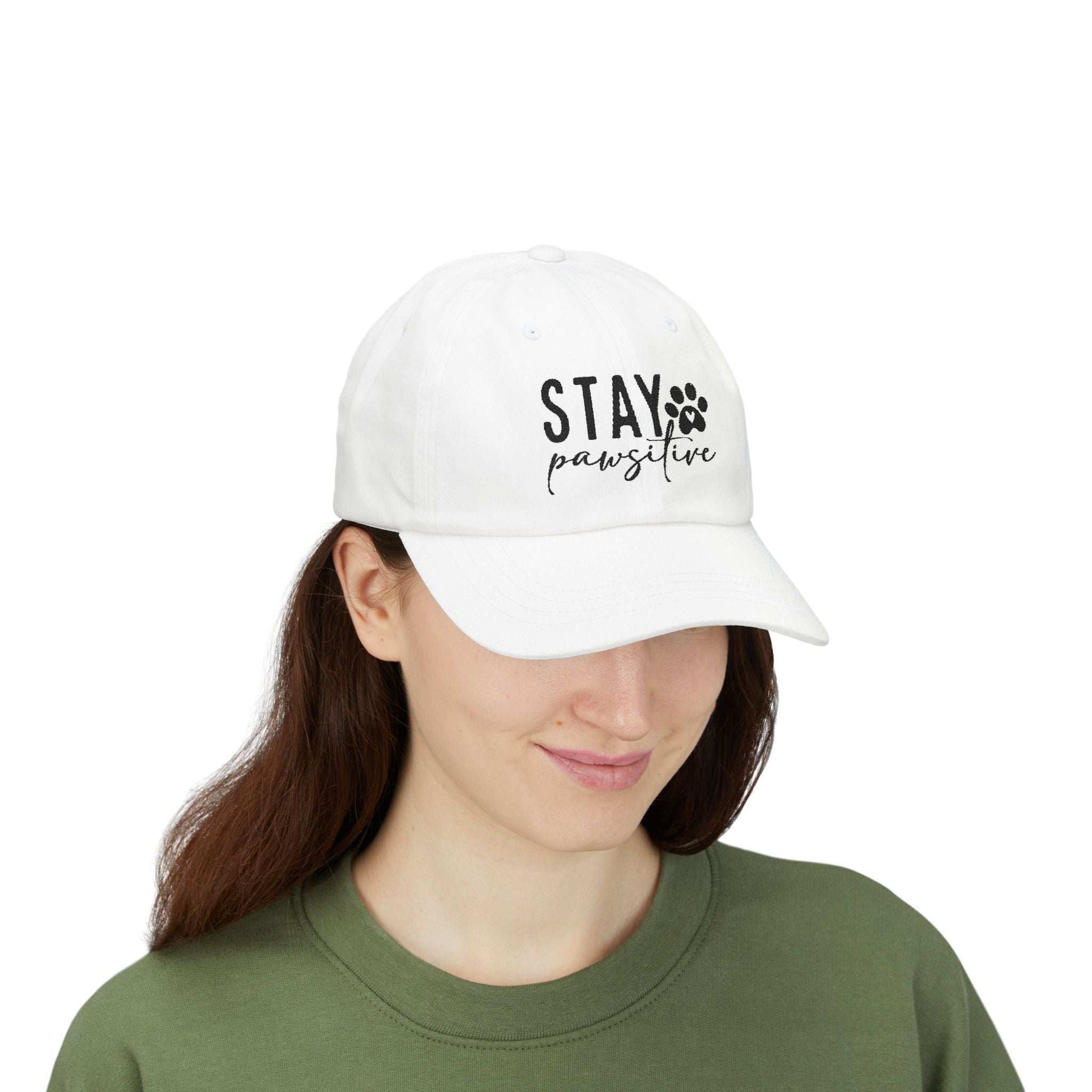 Stay Pawsitive Embroidered Dad Cap - Inspirational Pet Lover Baseball Hat - Purrfect Pet Haven