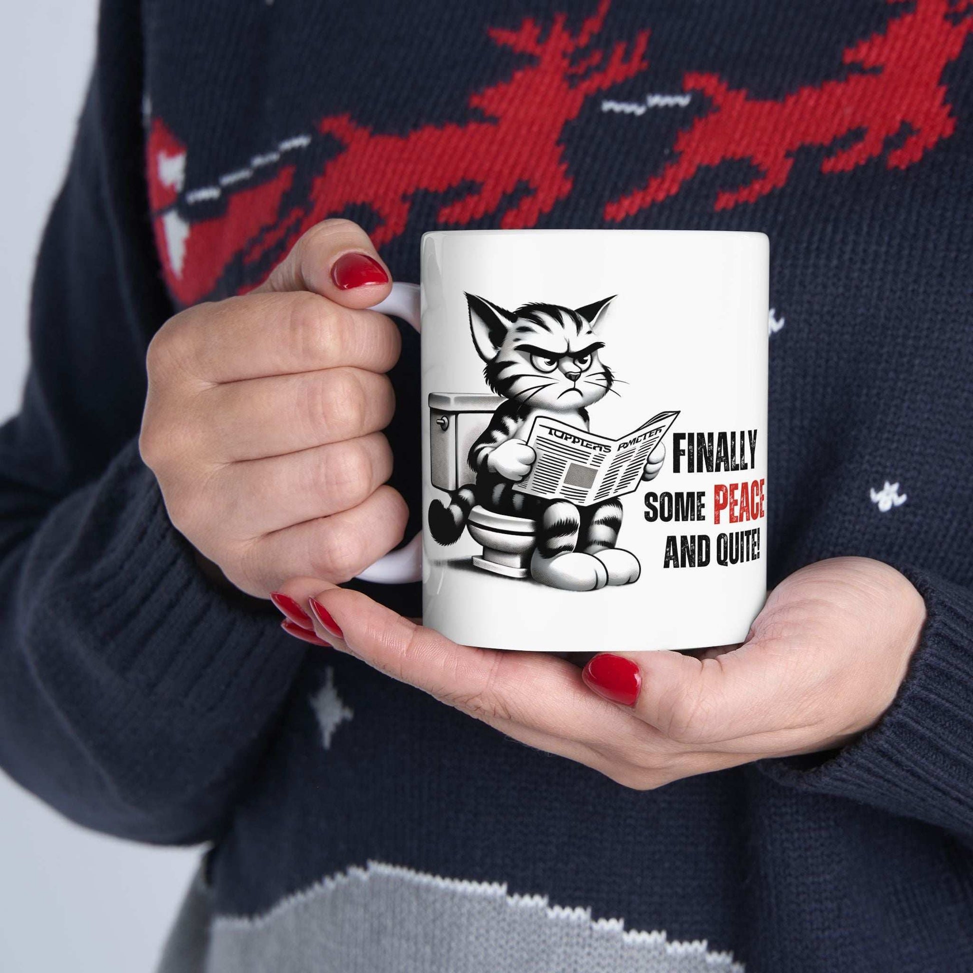 Funny Cat Ceramic Mug – "Finally Some Peace and Quiet!" – Perfect Gift for Cat Lovers - Purrfect Pet Haven
